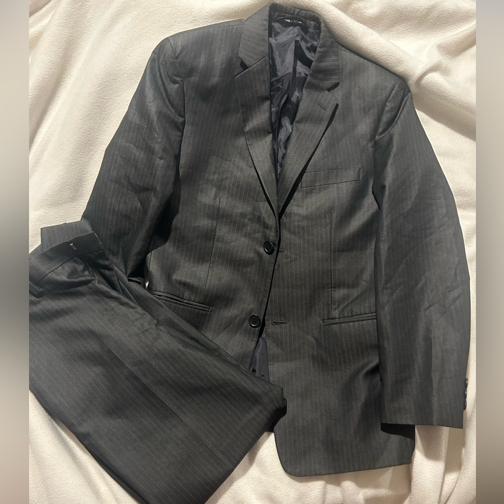 Joseph & Feiss Striped Dark Gray Boys Suit